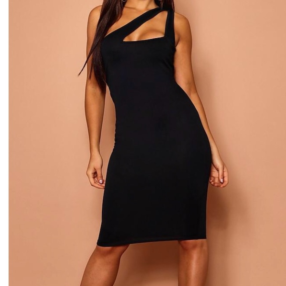 Boohoo midi black bodycon dress